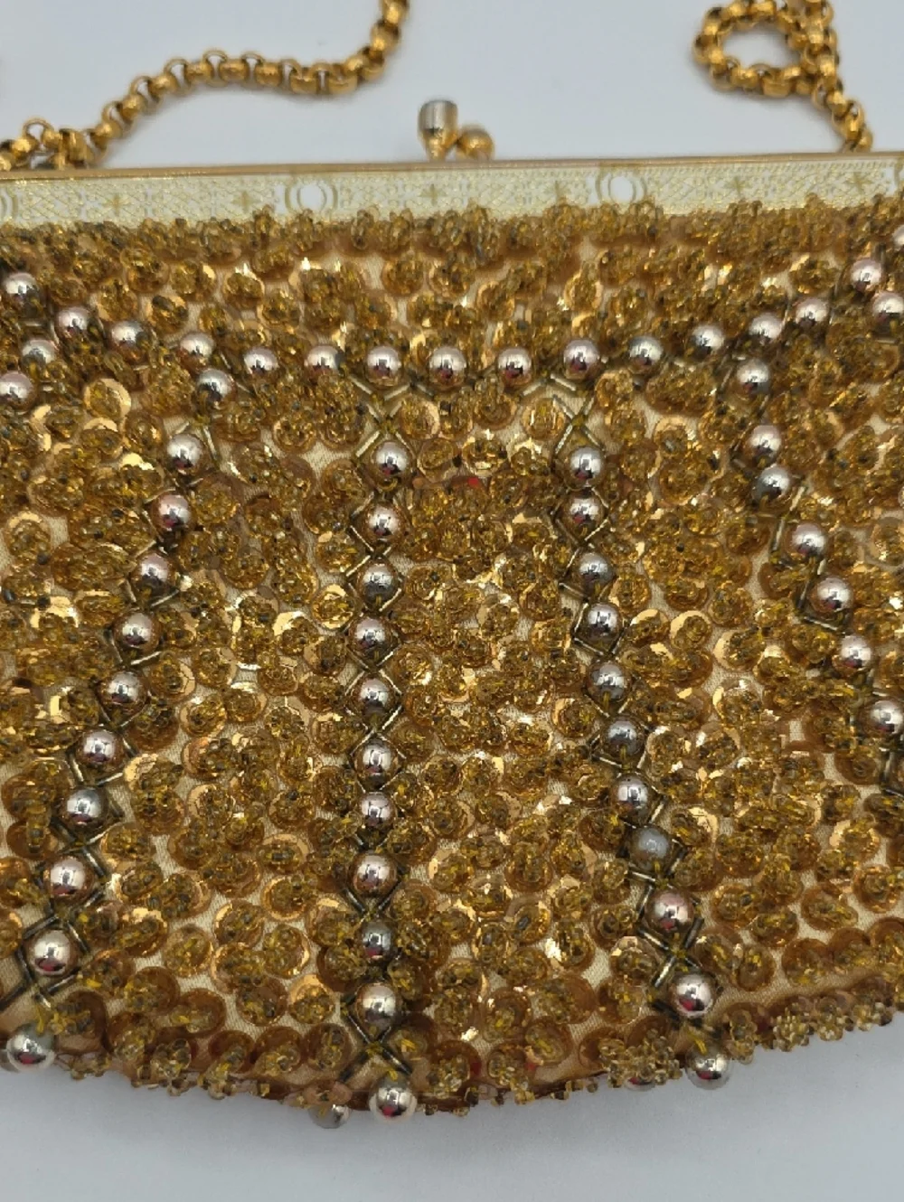Vintage Delill Beaded And Sequence Handbag With Gold Chain 32